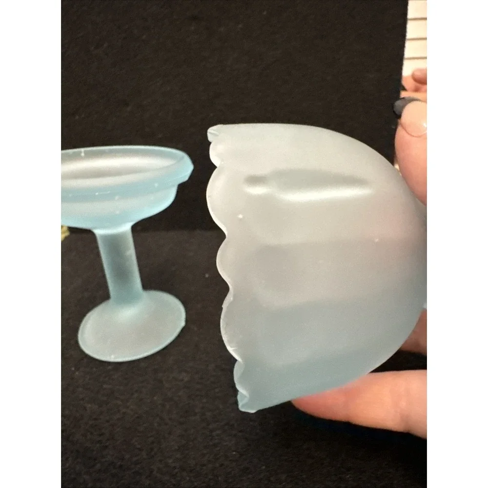 Westmoreland Vintage Baby Blue Frosted Glass 2-Piece Fairy Lamp 6